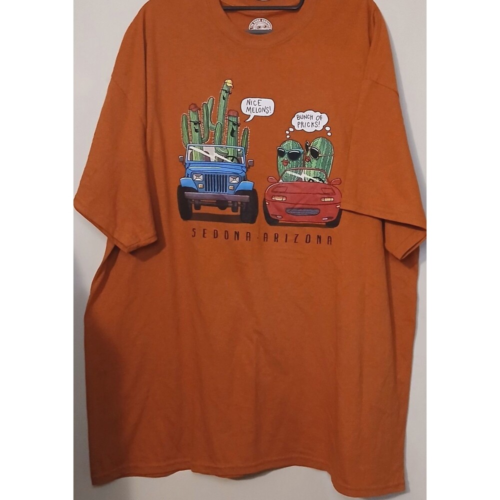 Sedona Arizona Funny Cactus Graphic T Shirt Mens 2XL Duck Company Orange Tee